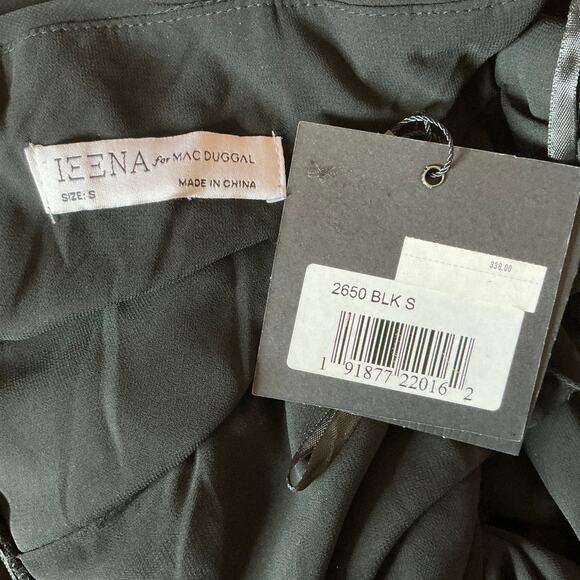 Mac Duggal Black Chiffon Cocktail Dress Size 6 Sleeveless V-Neck Midi A-Line - Picture 9 of 13